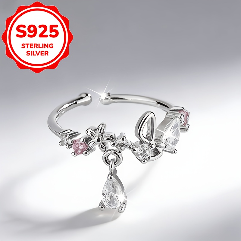 Women's Adjustable Wreath Index Finger Ring — Romantic Butterfly Design